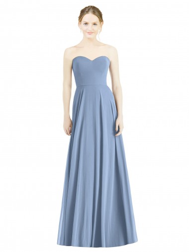 Staubiges Blau A-Linien Chiffon Lange Brautjungfernkleider Lieferanten