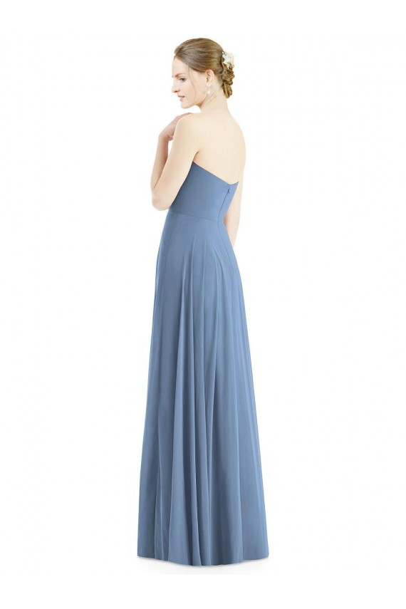 Staubiges Blau A-Linien Chiffon Lange Brautjungfernkleider Lieferanten