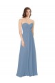 Staubiges Blau A-Linien Chiffon Lange Brautjungfernkleider Lieferanten