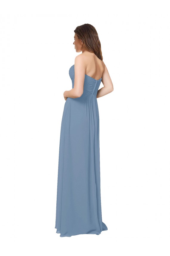 Staubiges Blau A-Linien Chiffon Lange Brautjungfernkleider Lieferanten