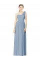Staubiges Blau A-Linien Eine-Schulter Chiffon Lange Brautjungfernkleider Lieferanten