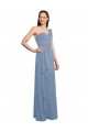 Staubiges Blau A-Linien Eine-Schulter Chiffon Lange Brautjungfernkleider Lieferanten
