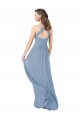 Staubiges Blau A-Linien Neckholder Chiffon Lange Brautjungfernkleider Lieferanten