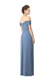 Staubiges Blau A-Linien Off-Schulter Chiffon Lange Brautjungfernkleider Lieferanten