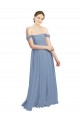 Staubiges Blau A-Linien Off-Schulter Chiffon Lange Brautjungfernkleider Lieferanten