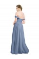 Staubiges Blau A-Linien Off-Schulter Chiffon Lange Brautjungfernkleider Lieferanten