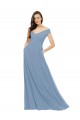 Staubiges Blau A-Linien Off-Schulter Chiffon Lange Brautjungfernkleider Lieferanten