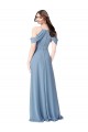 Staubiges Blau A-Linien Off-Schulter Chiffon Lange Brautjungfernkleider Lieferanten