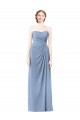 Staubiges Blau A-Linien Trägerlos Chiffon Lange Brautjungfernkleider Lieferanten