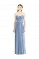 Staubiges Blau A-Linien Trägerlos Chiffon Lange Brautjungfernkleider Lieferanten