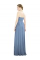 Staubiges Blau A-Linien Trägerlos Chiffon Lange Brautjungfernkleider Lieferanten