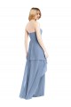 Staubiges Blau A-Linien Trägerlos Chiffon Lange Brautjungfernkleider Lieferanten