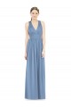 Staubiges Blau A-Linien V-Ausschnitt Chiffon Lange Brautjungfernkleider Lieferanten