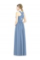 Staubiges Blau A-Linien V-Ausschnitt Chiffon Lange Brautjungfernkleider Lieferanten
