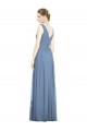 Staubiges Blau A-Linien V-Ausschnitt Chiffon Lange Brautjungfernkleider Lieferanten