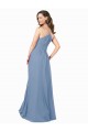 Staubiges Blau A-Linien V-Ausschnitt Chiffon Lange Brautjungfernkleider Lieferanten