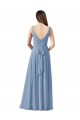 Staubiges Blau A-Linien V-Ausschnitt Chiffon Lange Brautjungfernkleider Lieferanten