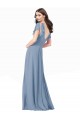 Staubiges Blau A-Linien V-Ausschnitt Chiffon Lange Brautjungfernkleider / Abiballkleider Lieferanten