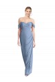 Staubiges Blau Meerjungfrau Off-Schulter Chiffon Lange Brautjungfernkleider Lieferanten