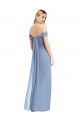 Staubiges Blau Meerjungfrau Off-Schulter Chiffon Lange Brautjungfernkleider Lieferanten