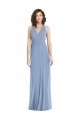 Staubiges Blau Trompete Neckholder V-Ausschnitt Chiffon Lange Formale Brautjungfernkleider / Abendkleider Lieferanten