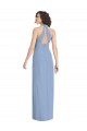 Staubiges Blau Trompete Neckholder V-Ausschnitt Chiffon Lange Formale Brautjungfernkleider / Abendkleider Lieferanten