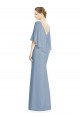 Staubiges Blau Trompete V-Ausschnitt Chiffon Lange Brautjungfernkleider Lieferanten