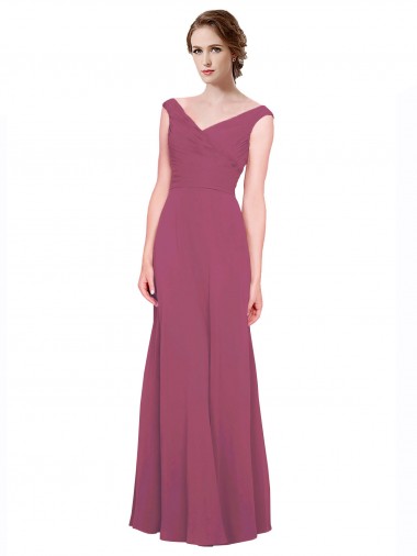 Taupe A-Linien V-Ausschnitt Chiffon Lange Brautjungfernkleider Lieferanten