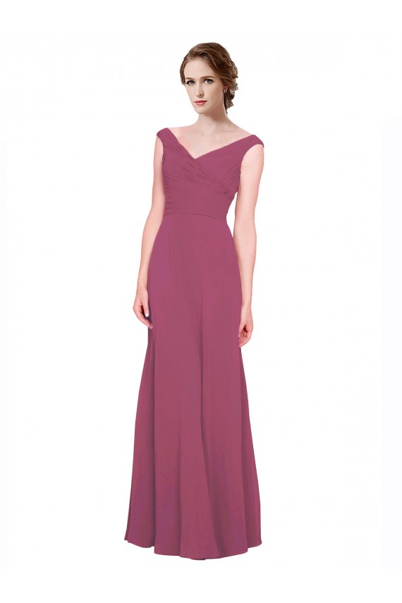 Taupe A-Linien V-Ausschnitt Chiffon Lange Brautjungfernkleider Lieferanten