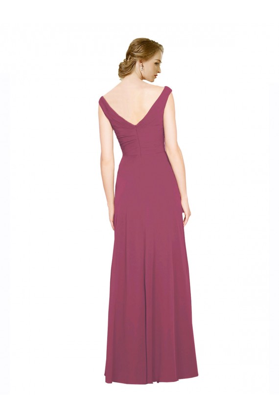 Taupe A-Linien V-Ausschnitt Chiffon Lange Brautjungfernkleider Lieferanten