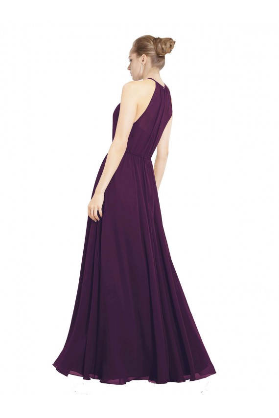 Traube A-Linien Neckholder Chiffon Lange Brautjungfernkleider Lieferanten