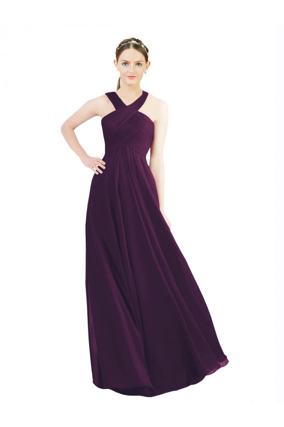 Traube A-Linien Neckholder Chiffon Lange Brautjungfernkleider Lieferanten
