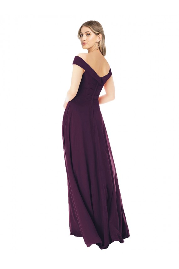 Traube A-Linien Off-Schulter Chiffon Lange Brautjungfernkleider Lieferanten