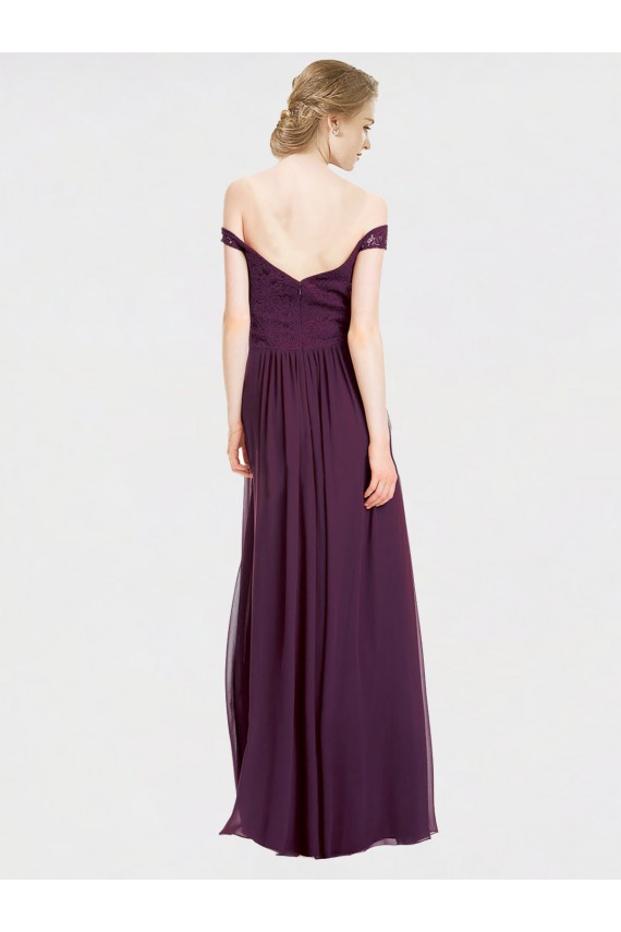 Traube A-Linien Off-Schulter Chiffon Spitze Lange Brautjungfernkleider Lieferanten
