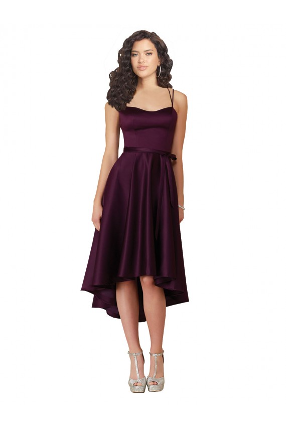 Traube A-Linien Scoop Neck Satin Kurze Brautjungfernkleider / Abiballkleider Lieferanten