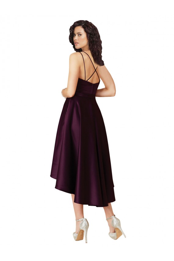 Traube A-Linien Scoop Neck Satin Kurze Brautjungfernkleider / Abiballkleider Lieferanten