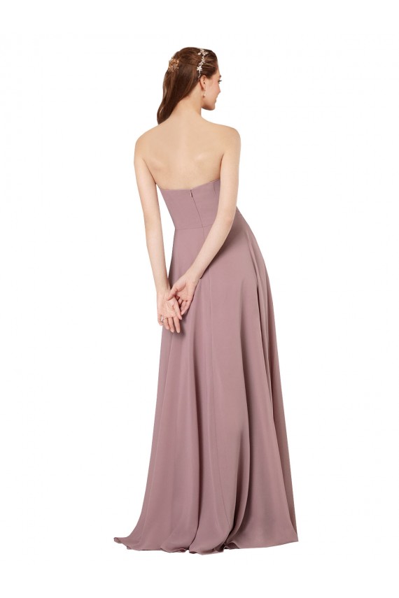 Traube A-Linien Trägerlos Chiffon Lange Brautjungfernkleider Lieferanten