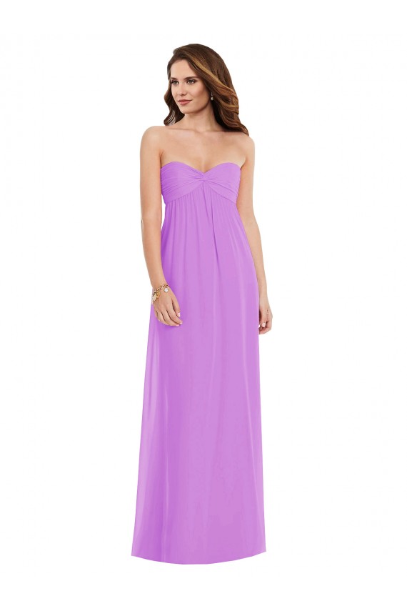 Violett A-Linien Chiffon Lange Brautjungfernkleider Lieferanten