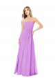 Violett A-Linien Trägerlos Chiffon Lange Brautjungfernkleider Lieferanten