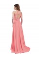 Wassermelone A-Linien Neckholder Chiffon Lange Brautjungfernkleider Lieferanten