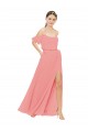 Wassermelone A-Linien Off-Schulter Chiffon Lange Brautjungfernkleider Lieferanten