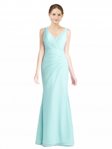 Waterfall Meerjungfrau V-Ausschnitt Chiffon Spitze Lange Brautjungfernkleider Lieferanten