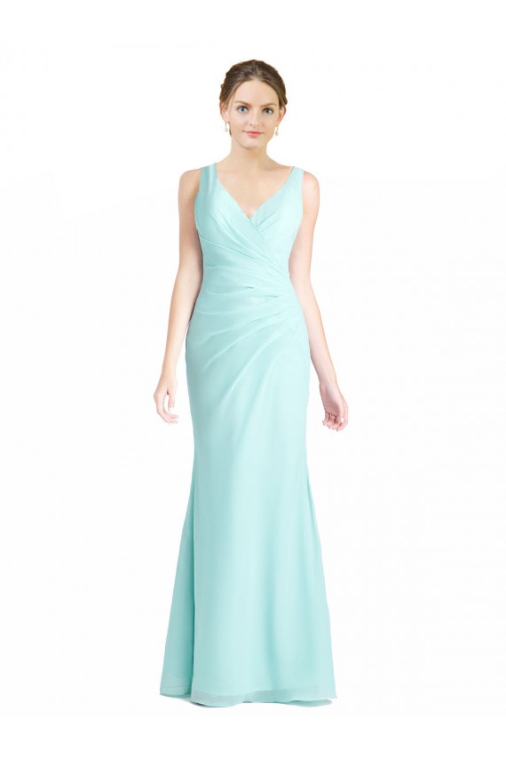 Waterfall Meerjungfrau V-Ausschnitt Chiffon Spitze Lange Brautjungfernkleider Lieferanten