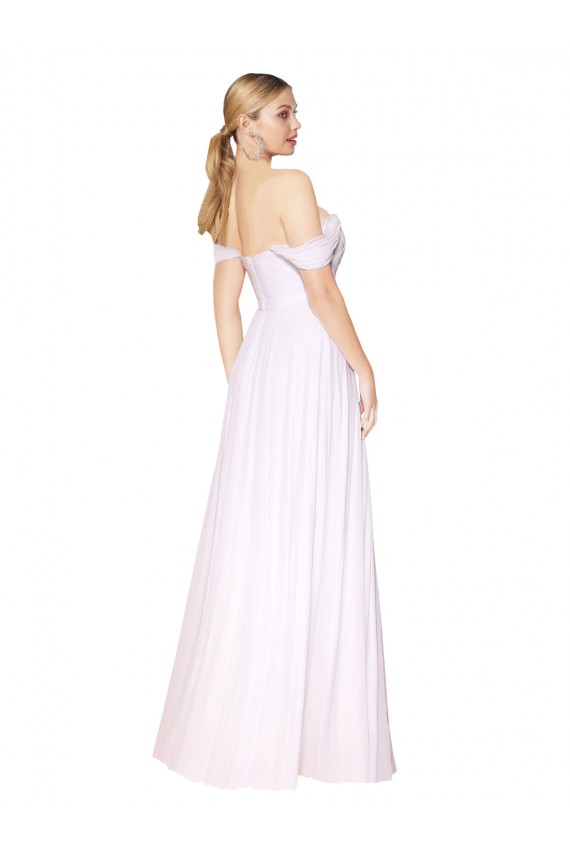 Weiß A-Linien Off-Schulter Chiffon Lange Formale Brautjungfernkleider / Abendkleider / Abiballkleider Lieferanten