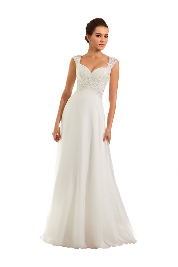 Weiß Etui Kapelle-schleppe Chiffon Spitze Brautkleider Lieferanten