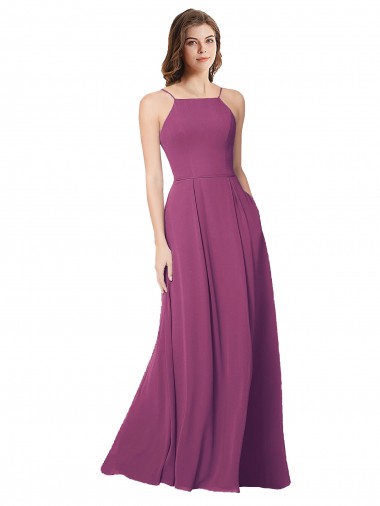 Wilde Beere A-Linien Trägerlos Chiffon Lange Brautjungfernkleider Lieferanten