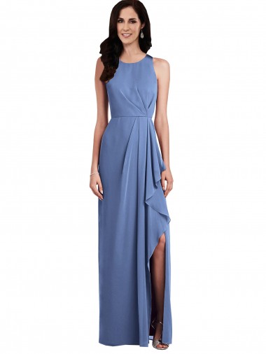 Windsor Blau A-Linien Juwel Ausschnitt Chiffon Lange Brautjungfernkleider Lieferanten