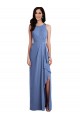 Windsor Blau A-Linien Juwel Ausschnitt Chiffon Lange Brautjungfernkleider Lieferanten