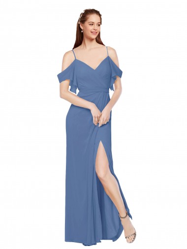 Windsor Blau A-Linien Off-Schulter Chiffon Lange Brautjungfernkleider Lieferanten