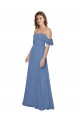 Windsor Blau A-Linien Off-Schulter Trägerlos Chiffon Lange Brautjungfernkleider Lieferanten